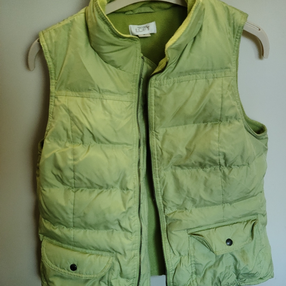 Loft zip vest, green with pockets, warm, M